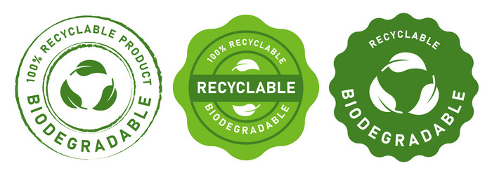 biodegradable recyclable label sticker green flat vector