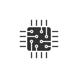 computer cpu icon in flat style circuit board vector image
