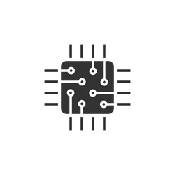 computer cpu icon in flat style circuit board vector