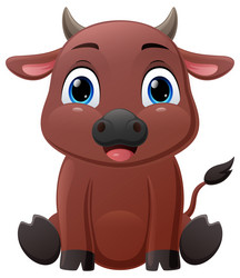 Cute little buffalo cartoon sitting vector