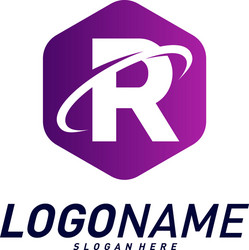 font with planet logo design concepts letter r vector image