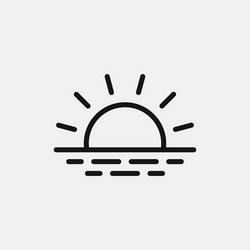 Sunset or sunrise icon on white background Vector Image