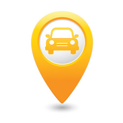 Yellow Map Pointer with Car Icon vector image