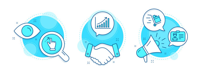 Push cart graph chart and identification card vector