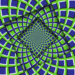 abstract turned frames with a rotating green blue vector