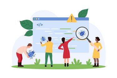 bugs search in software and mobile app code vector image