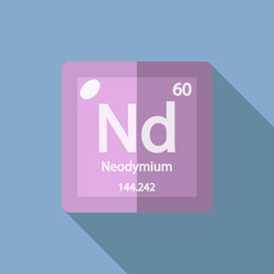 Chemical element neodymium flat vector