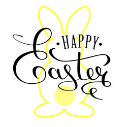 happy easter calligraphy text for greeting card vector