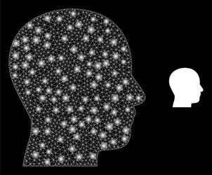 man profile - bright web net with lightspots vector image