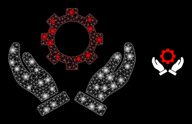 mesh web gear care hands with magic network vector image