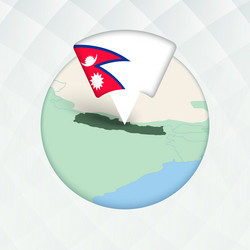 nepal map highlighted with flag marker vector image