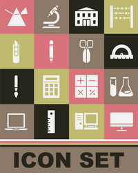 set computer monitor screen test tube and flask vector image