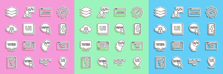 set line ui or ux design online shopping vector image