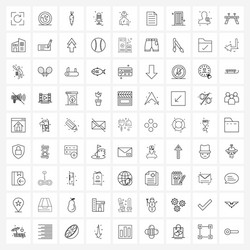 ui set 81 basic line icons engineer labor vector image