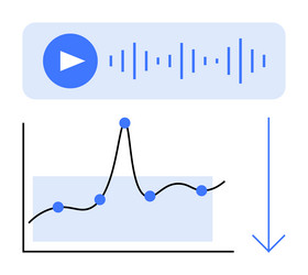 audio analysis process with soundwave and graph vector image