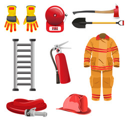 Firefighters tools set Royalty Free Vector Image