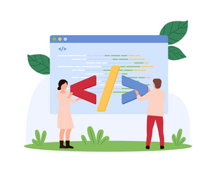 program and software code development tiny people vector image