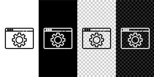 set line browser setting icon isolated on black vector image