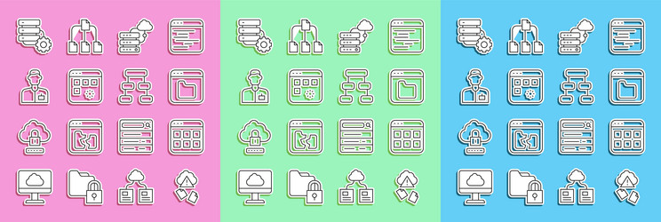 set line cloud hacking browser files network vector image