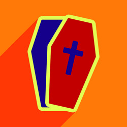 Flat with shadow icon open coffin on a colored vector