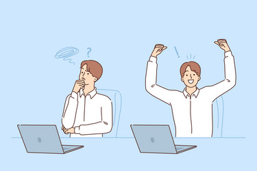 man office worker rejoices at completing difficult vector image