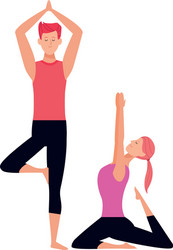 Couple yoga poses vector