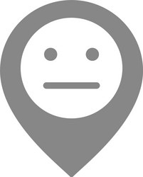 location mark with neutral face gray icon vector