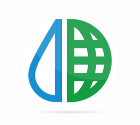 logo combination of a water drop and earth vector