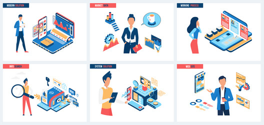 modern processes in development of website system vector image