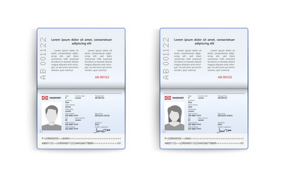 realistic set passport identity card isolated vector