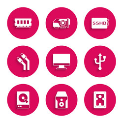 set computer monitor screen uninterruptible power vector image