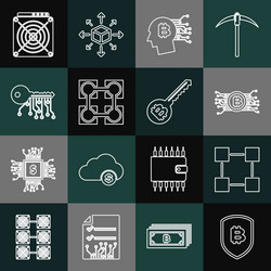 set line shield with bitcoin blockchain vector image