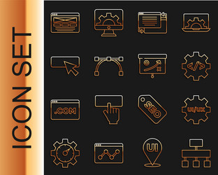 set line site map ui or ux design front end vector image