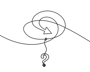 abstract continuous lines arrows and question vector image