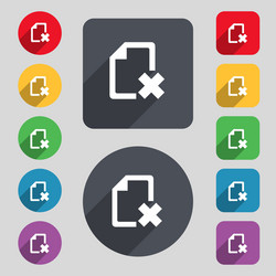 delete file document icon sign a set of 12 colored vector image