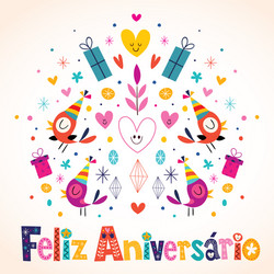 Feliz aniversario brazilian portuguese happy vector