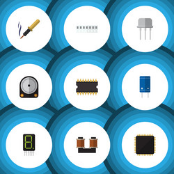 Flat icon device set of microprocessor hdd vector