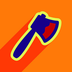 flat with shadow icon axe on a colored background vector image
