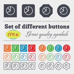 pie chart graph icon sign big set of colorful vector image