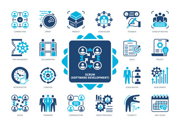 Scrum Icon Set - Agile Workflow vector image