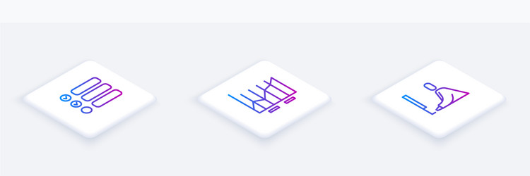 set isometric line task list pie chart vector image