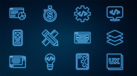 set line ui or ux design layers front end vector image