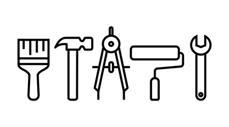 simple set tools related wrench roller vector