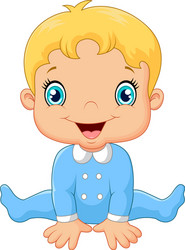 cartoon baby boy wearing blue pajama vector