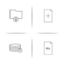 files and folders sign simple linear icons set vector image