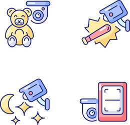 security monitoring solution rgb color icons set vector image