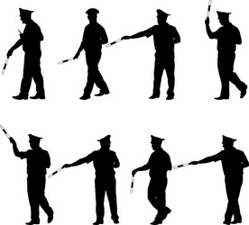 Black Police Officer Silhouettes Vector Image