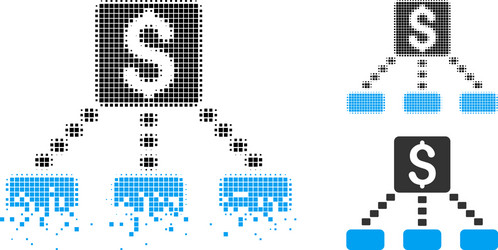 destructed pixel halftone cashout scheme icon vector