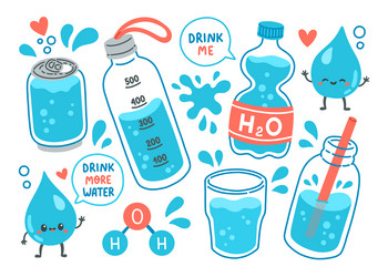 drink more water set h2o vector