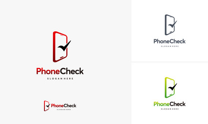 Phone check logo designs concept safe Royalty Free Vector